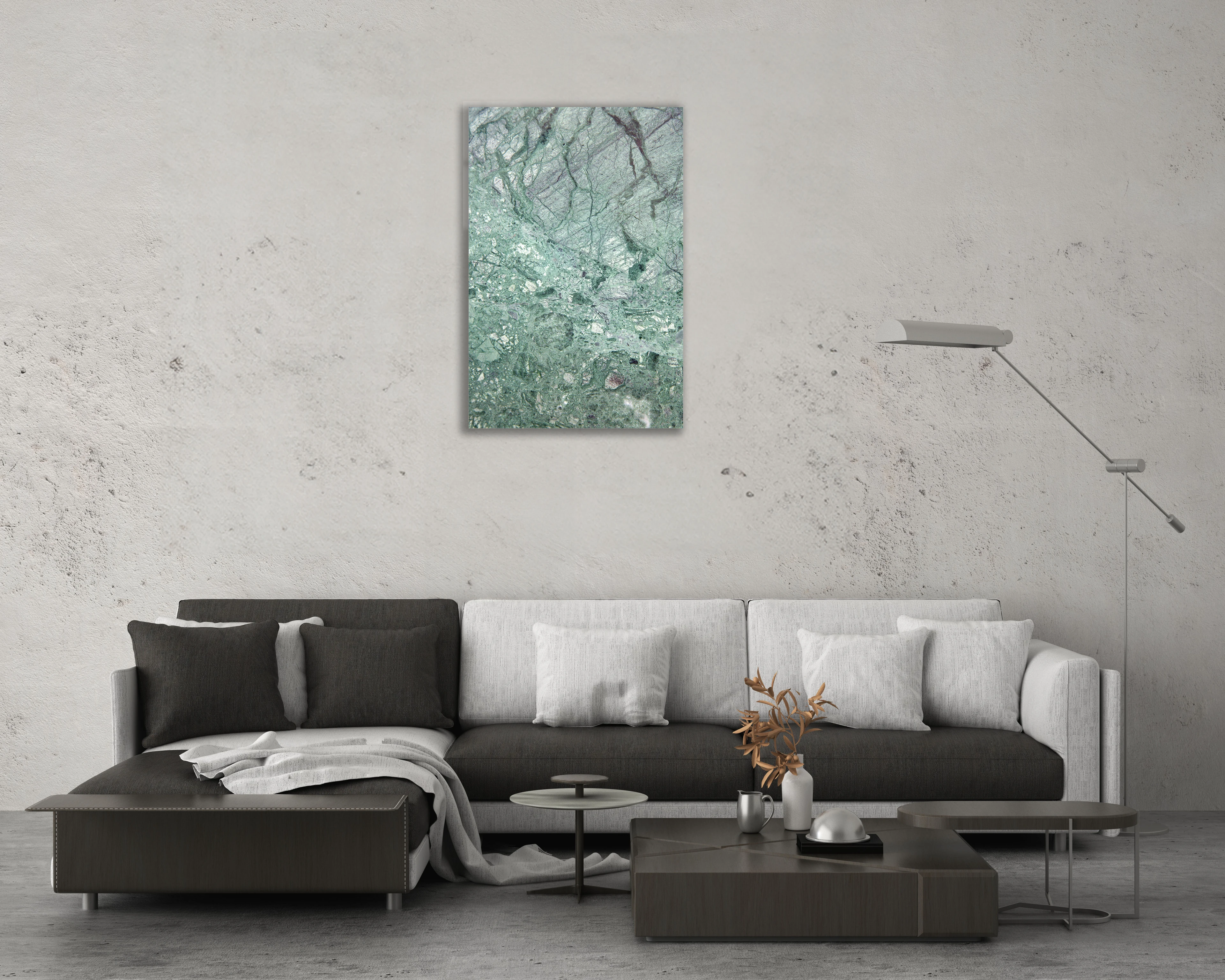 Su Yeşili Taş Deseni Makro Cam Tablo